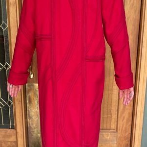 Red Coloratura Long Wool Coat